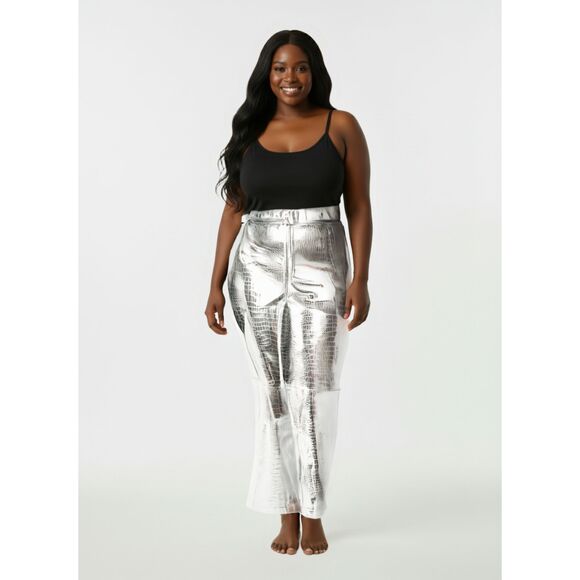 NWT Eloquii Silver Croc Cargo Pants, Size 22* - Picture 6 of 7